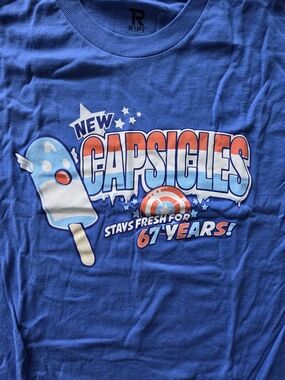 Uniqlo Blue 'Capsicles' Graphic Tee with Red & White Accents